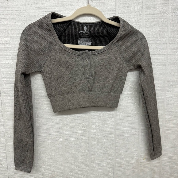 FP Movement by Free People Gray Long Sleeve Bodysuit - Picture 1 of 3